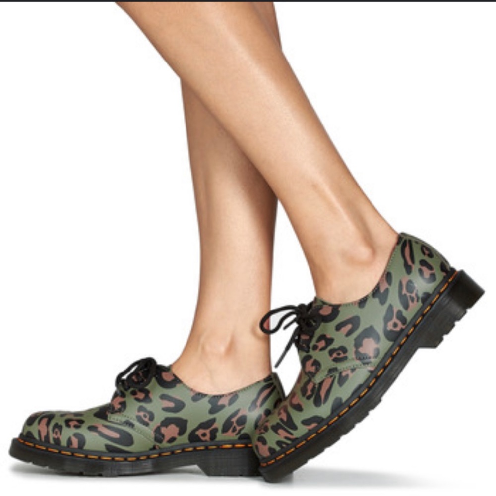 DR. MARTENS 1461 DISTORTED LEOPARD PRINT OXFORD SHOES
